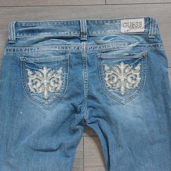 Guess Daredevil Flare Leg Blue Jeans Size 32 - Picture 6 of 11